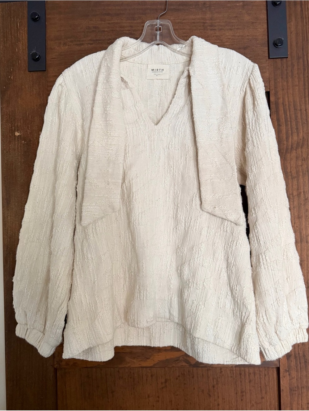 Mirth Cream Textured Teddy Jacket with Hood